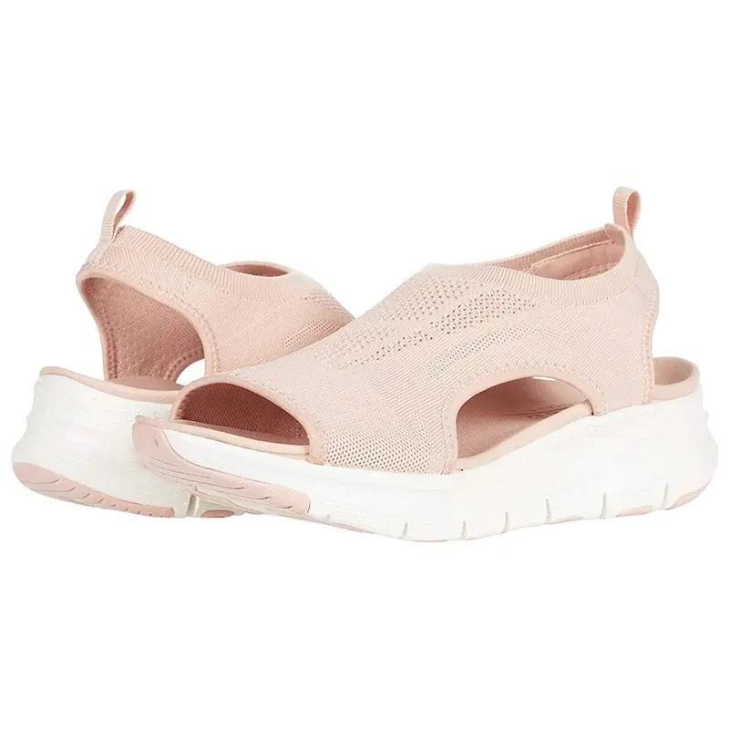 Orla | Women's Knit Slip-On Wedge Sandals - Pink