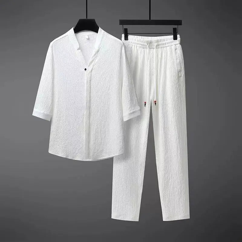 Oscar | Men's Linen Two-Piece Set - White