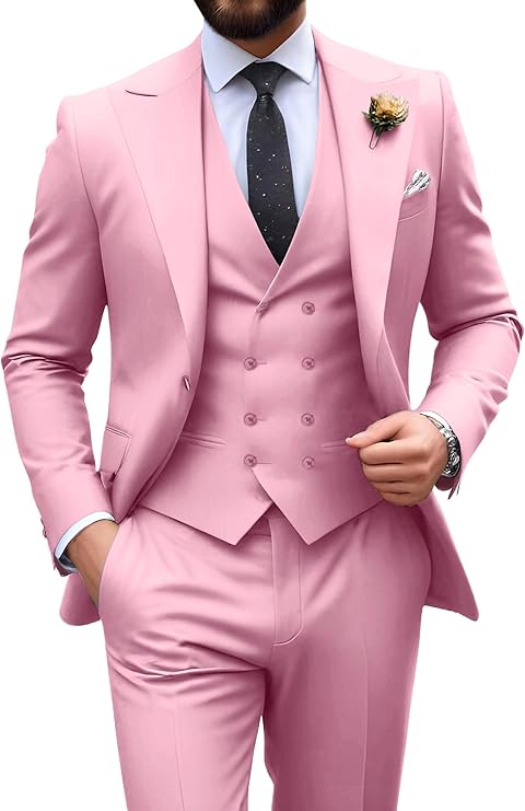 Otto | Tredelad kostym för herr med slim passform - Rosa