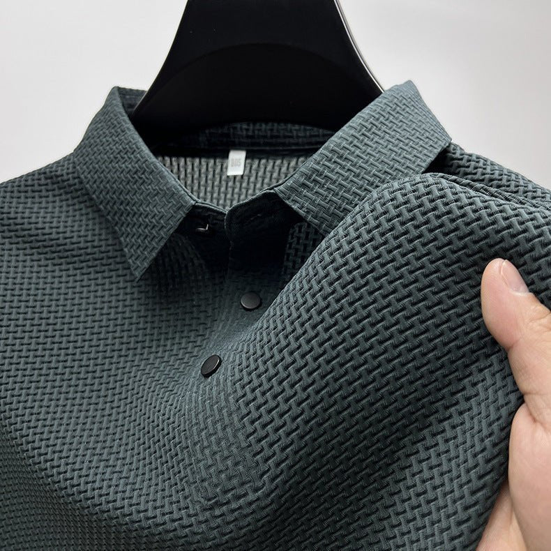 Owen | Men's Short Sleeve Textured Polo Shirt - Green