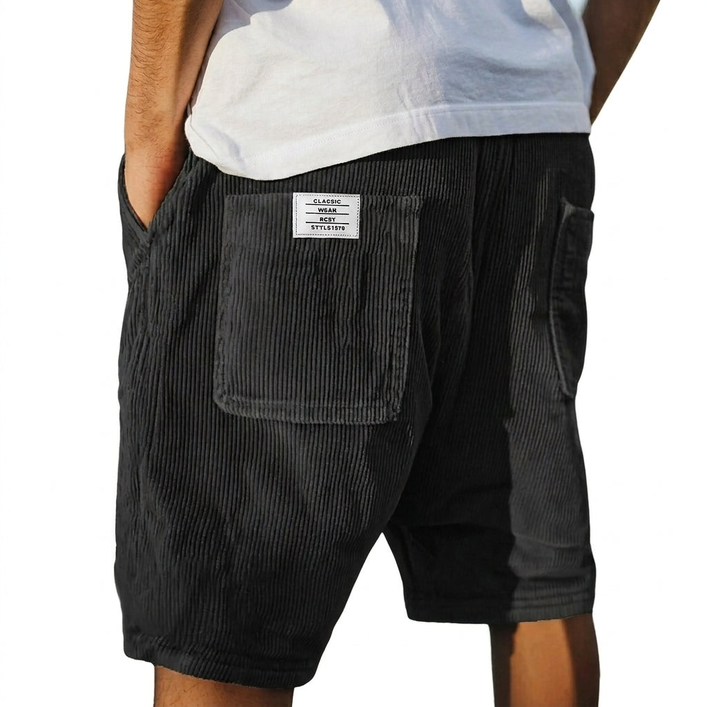 Reuben | Men's Ribbed Corduroy Shorts - Black