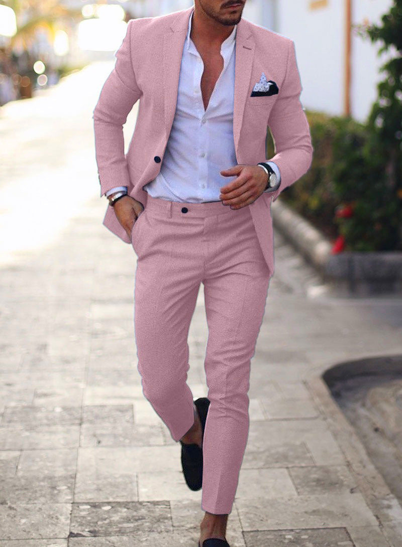 Reuben | Men's Slim Fit Two-Piece Suit - Pink