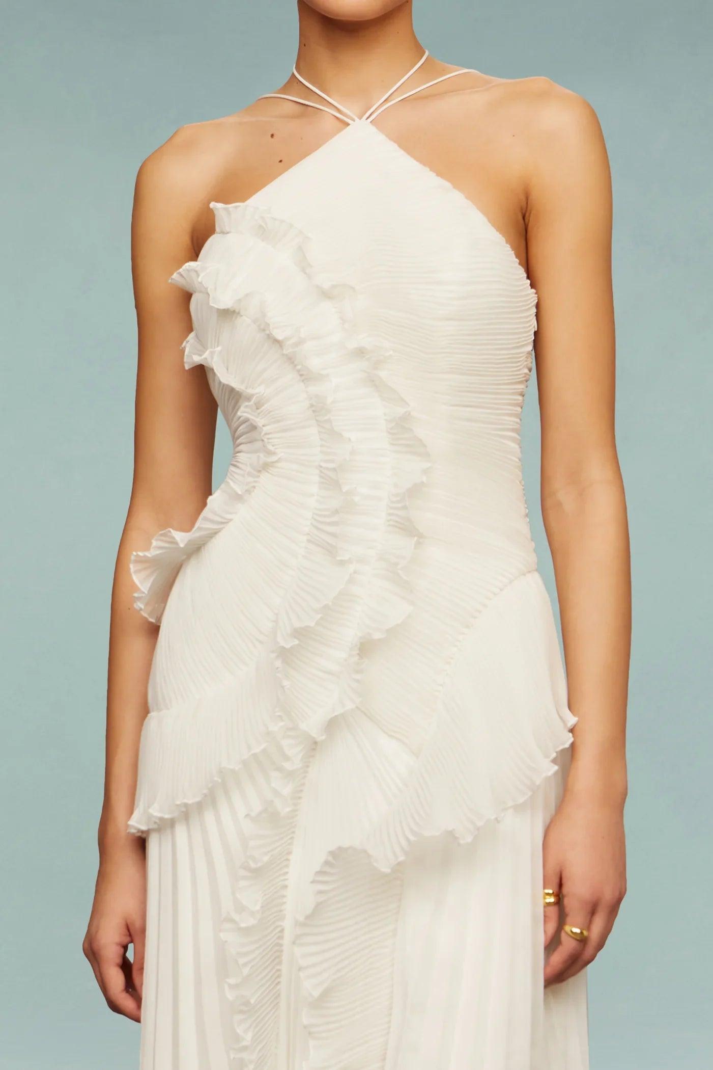 Rosie | Women's Pleated Ruffle Maxi Dress - view 6
