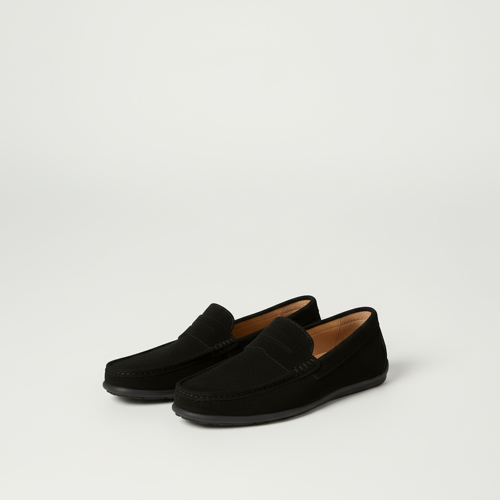 Ryan | Men's Suede Driving Loafers - Black