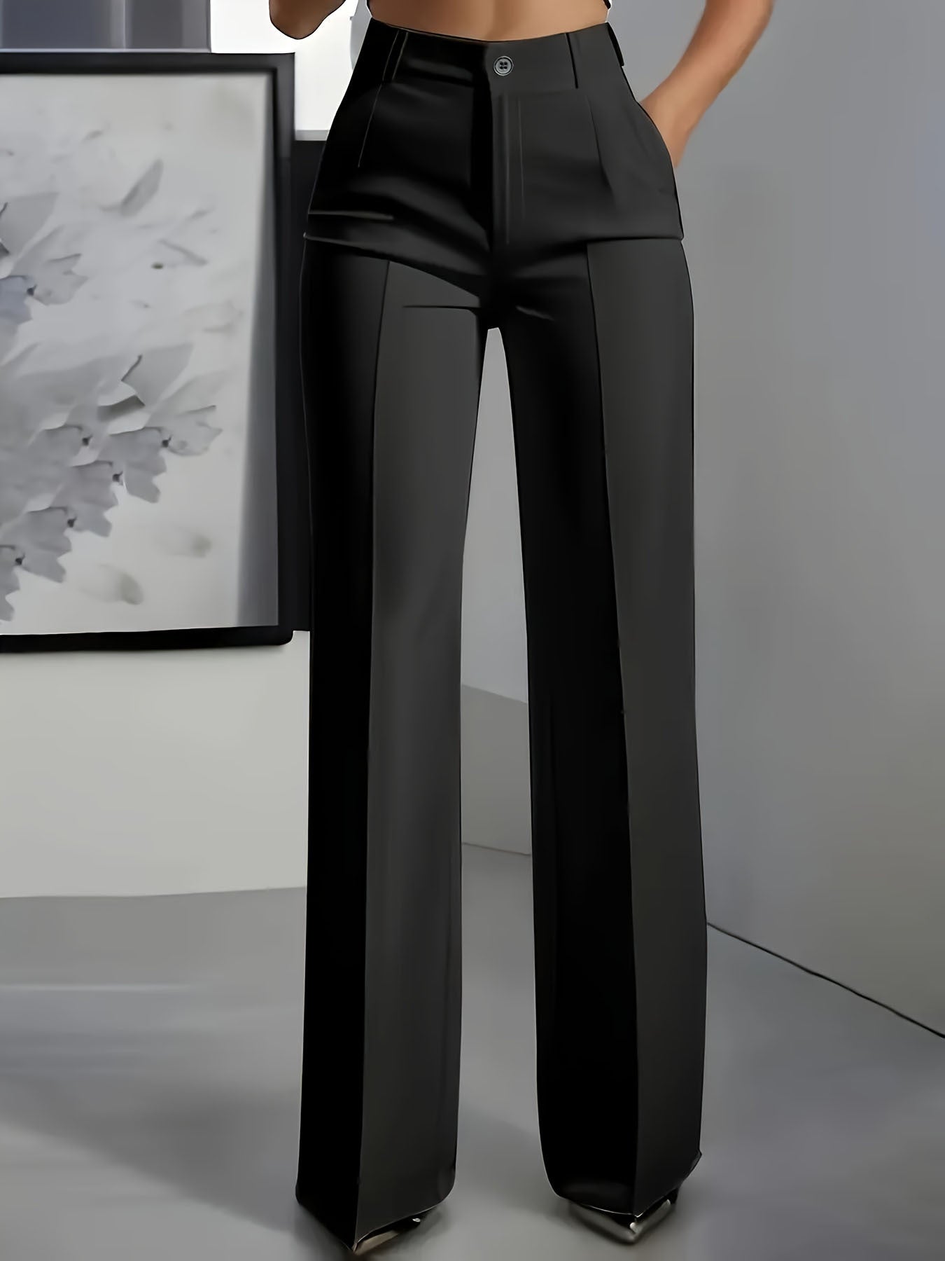 Sophie | Women's High-Waisted Tailored Trousers - Black
