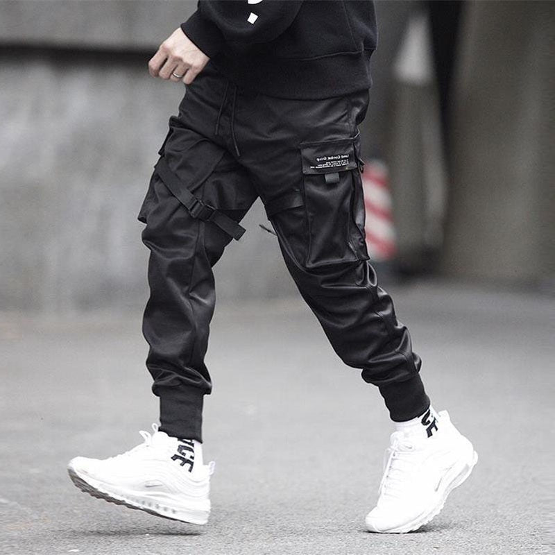 Thomas | Men's Cuffed Cargo Joggers - Black