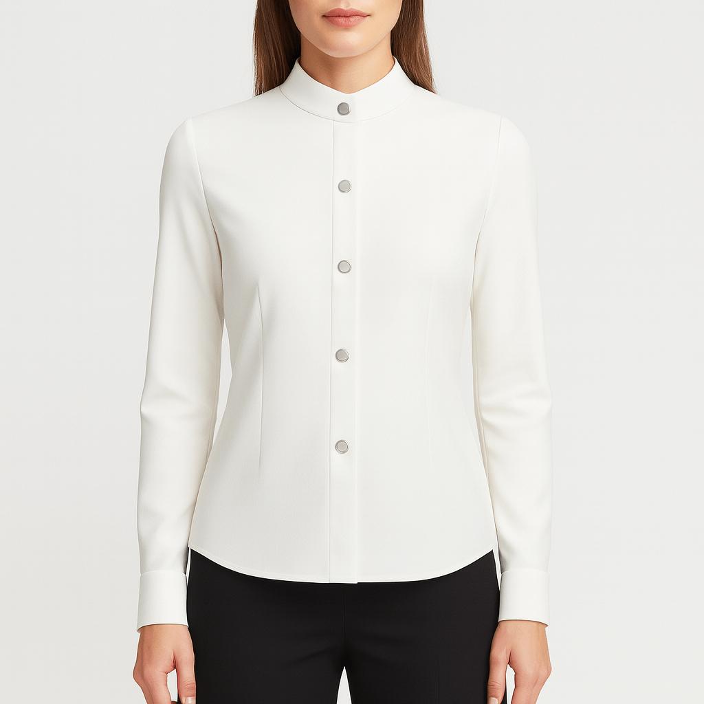 Minimalist Blouse – Stand Collar – Hidden Button Closure | Tanzanix Eclat-S-Tanzanix