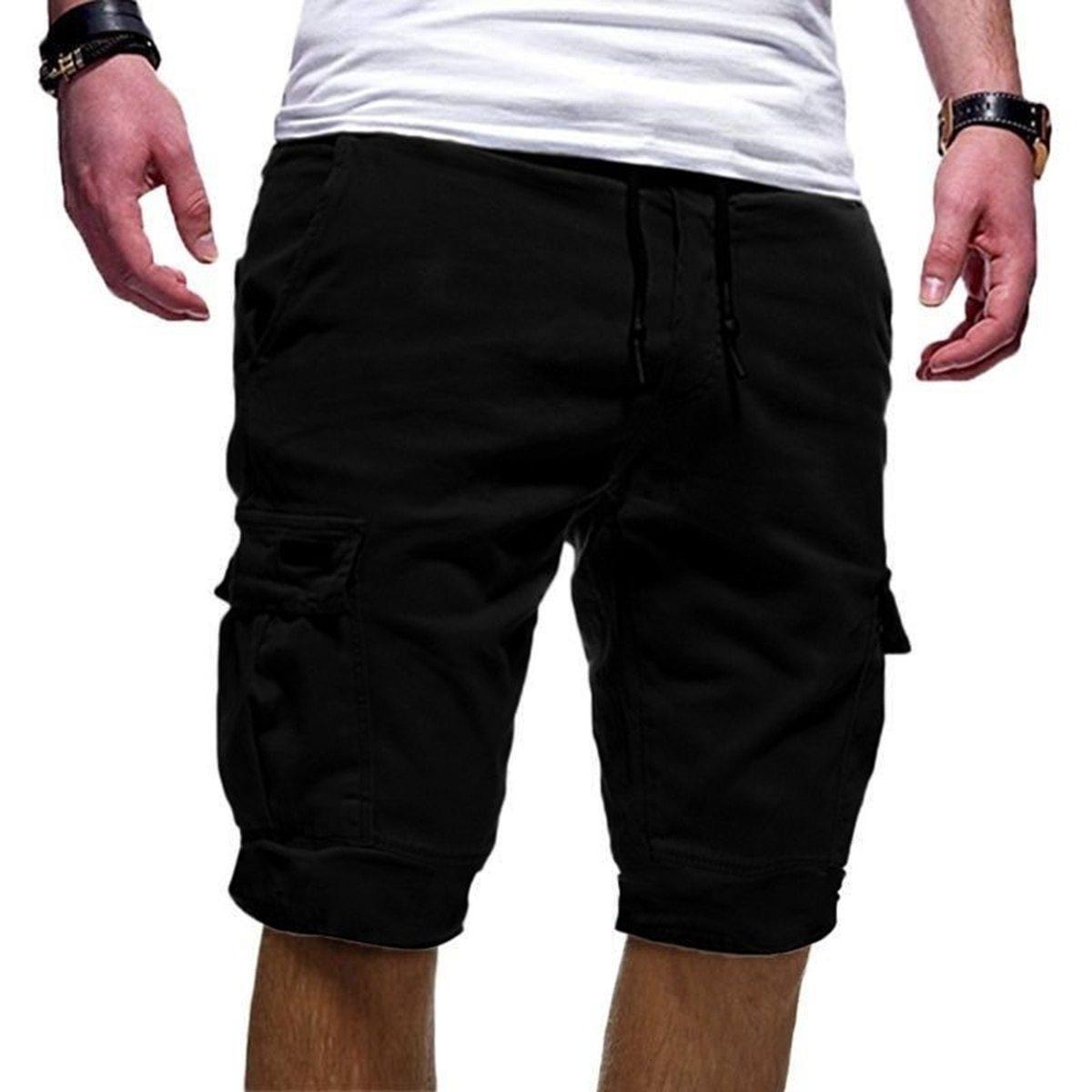 Tanzanix | Adjustable cargo shorts with large pockets-Apparel & Accessories > Clothing > Shorts > Cargo Shorts-Black-XS-Tanzanix