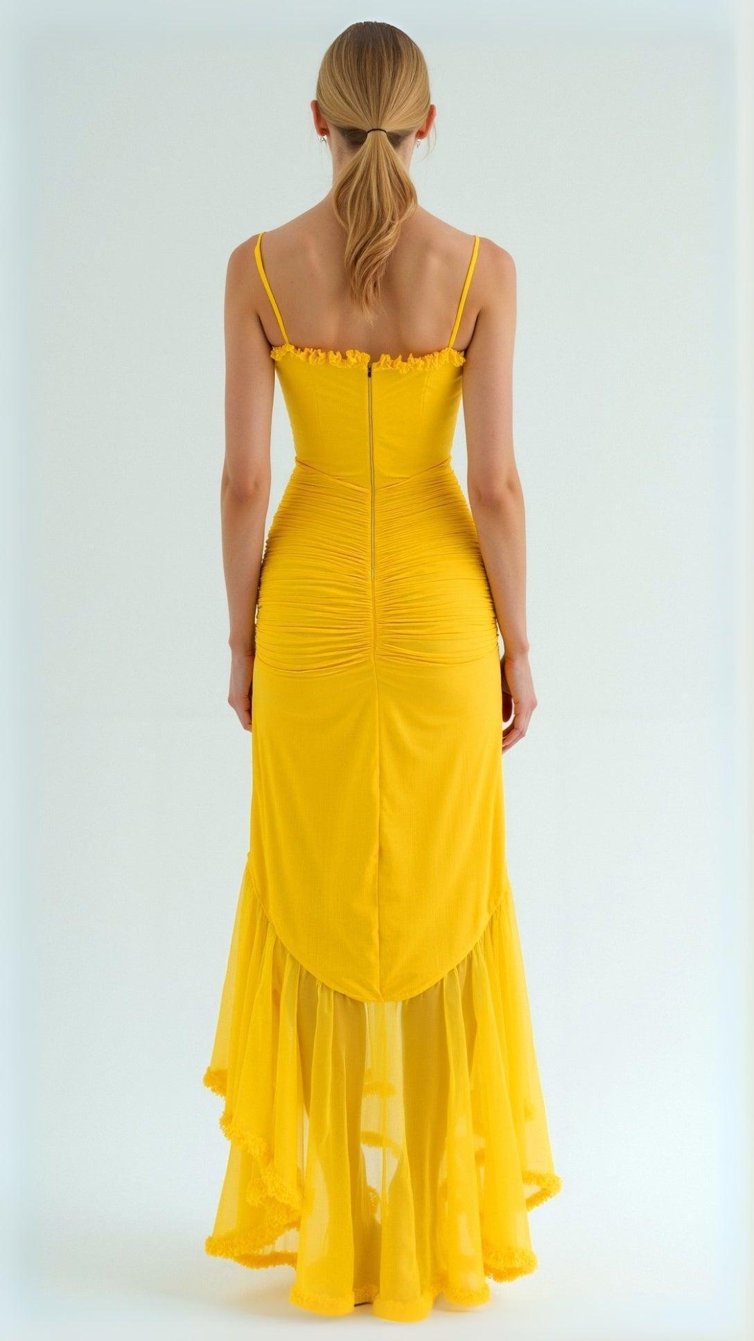 Tanzanix | Asymmetrical Maxi Dress with Heart-shaped Neckline-Apparel & Accessories > Clothing > Dresses-Tanzanix