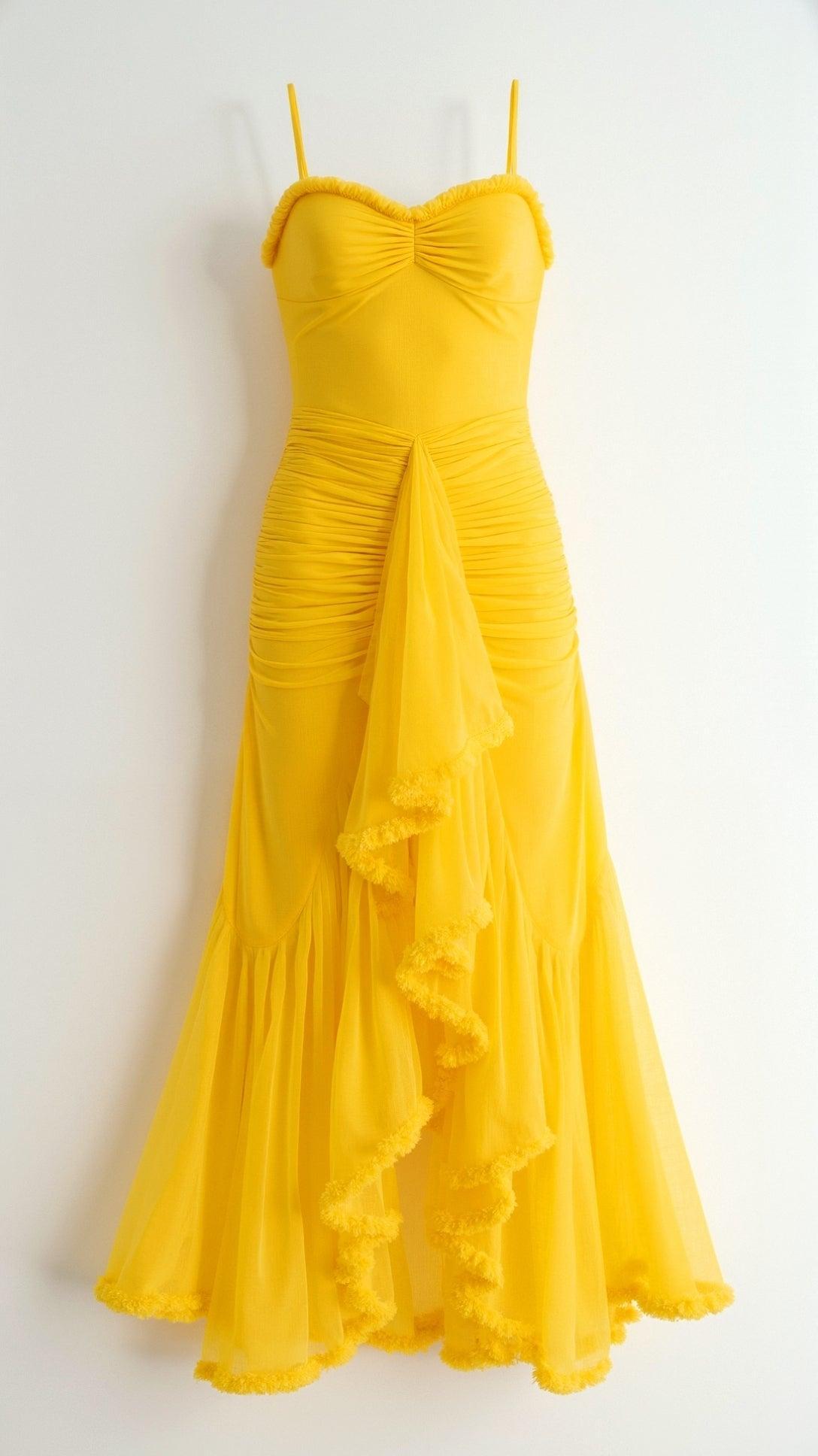 Tanzanix | Asymmetrical Maxi Dress with Heart-shaped Neckline-Apparel & Accessories > Clothing > Dresses-Tanzanix