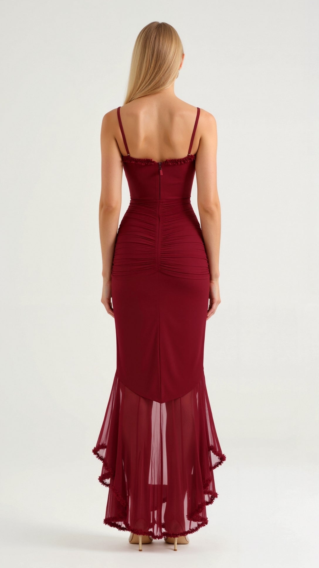 Tanzanix | Asymmetrical Maxi Dress with Heart-shaped Neckline-Apparel & Accessories > Clothing > Dresses-Tanzanix