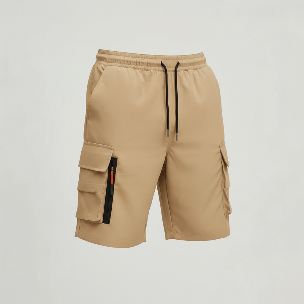 Tanzanix | Breathable cargo shorts with loose cut and zippered pockets-Apparel & Accessories > Clothing > Shorts > Cargo Shorts-Tanzanix