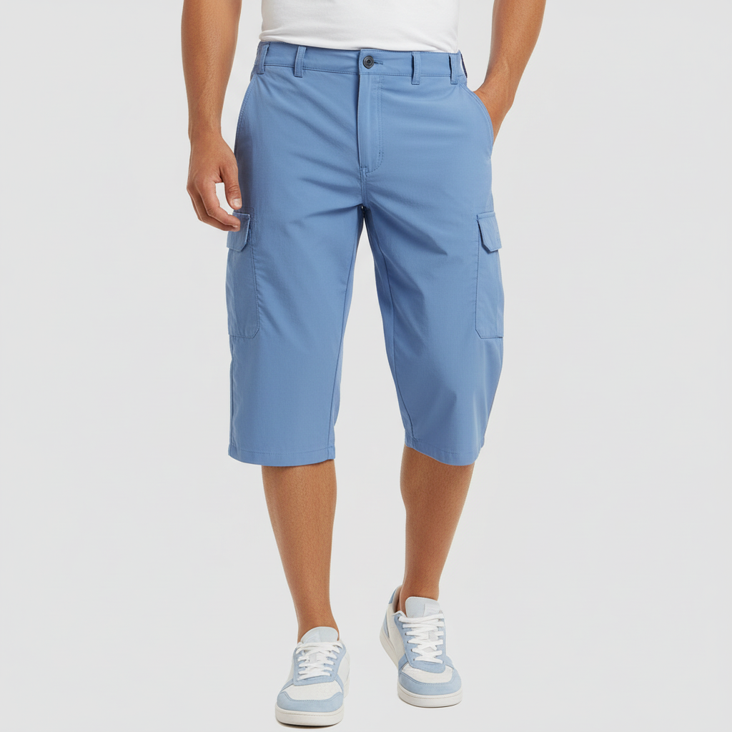 Tanzanix | Breathable cargo shorts with multiple pockets-Apparel & Accessories > Clothing > Shorts > Cargo Shorts-Light Blue-S-Tanzanix