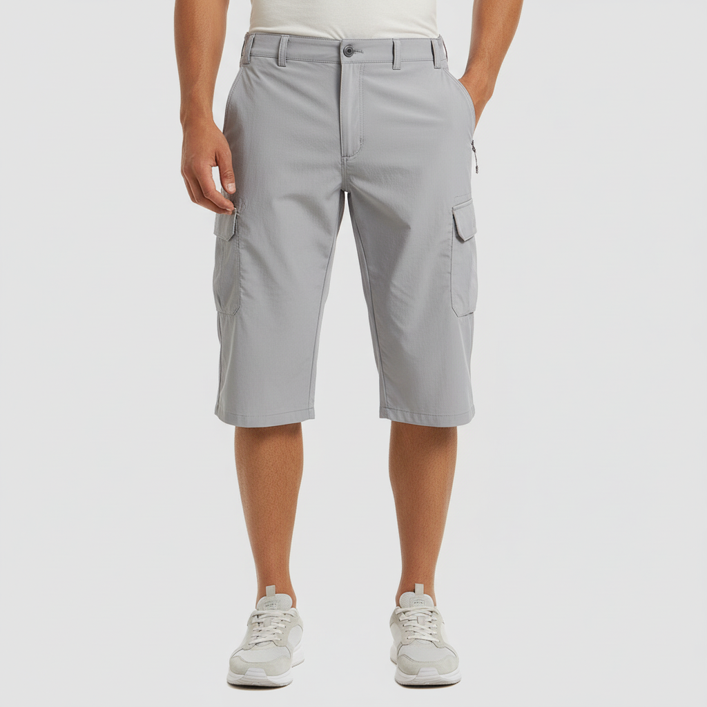 Tanzanix | Breathable cargo shorts with multiple pockets-Apparel & Accessories > Clothing > Shorts > Cargo Shorts-Light Gray-S-Tanzanix