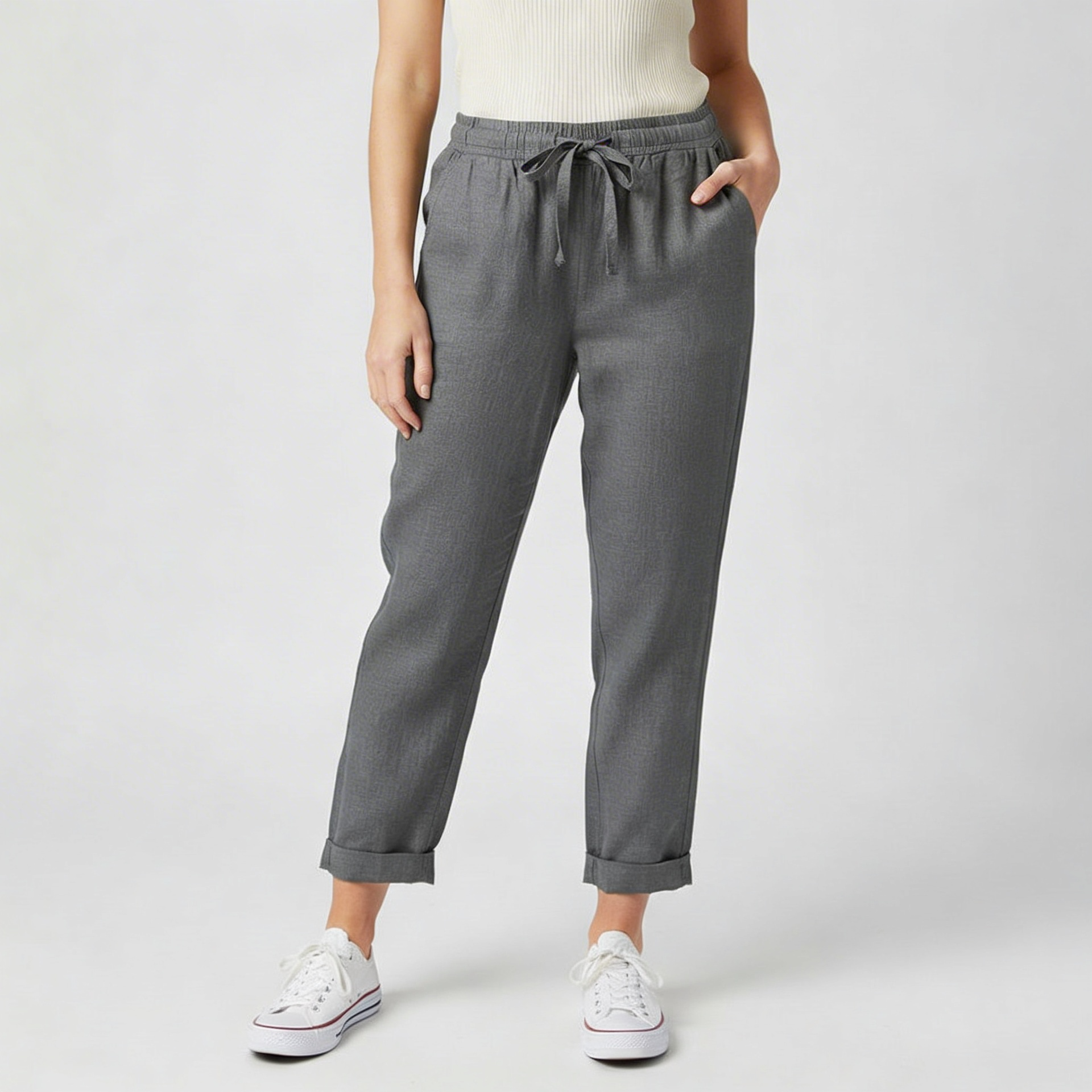 Tanzanix | Breathable linen trousers-Apparel & Accessories > Clothing > Pants > Trousers-Gray-S-Tanzanix