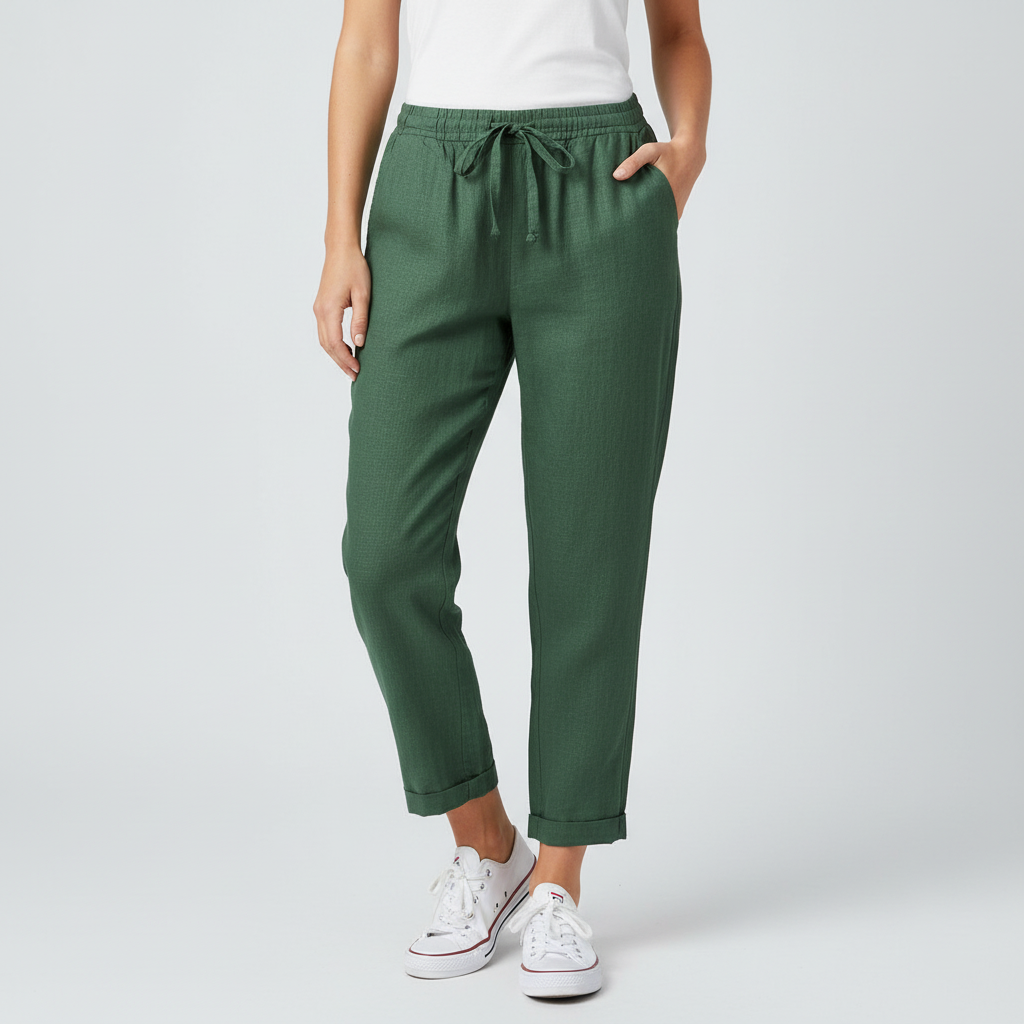 Tanzanix | Breathable linen trousers-Apparel & Accessories > Clothing > Pants > Trousers-Green-S-Tanzanix