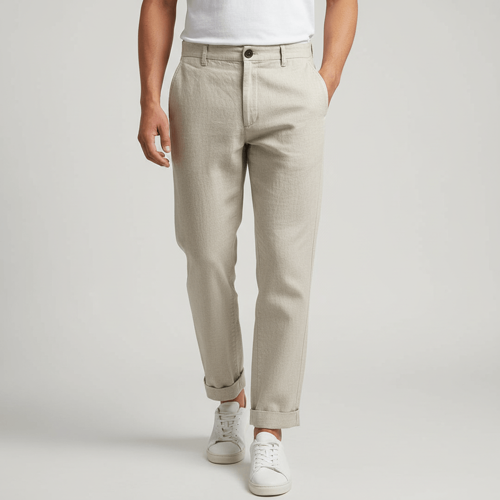 Tanzanix | Breathable linen trousers with pockets-Apparel & Accessories > Clothing > Pants > Trousers-Beige-S-Tanzanix