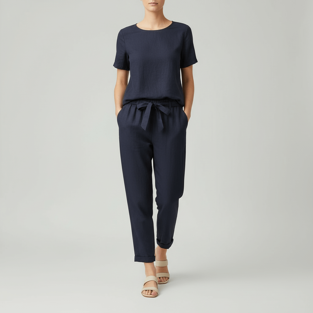 Tanzanix | Breathable linen two-piece set-Apparel & Accessories > Clothing > Outfit Sets-Blue-XS-Tanzanix