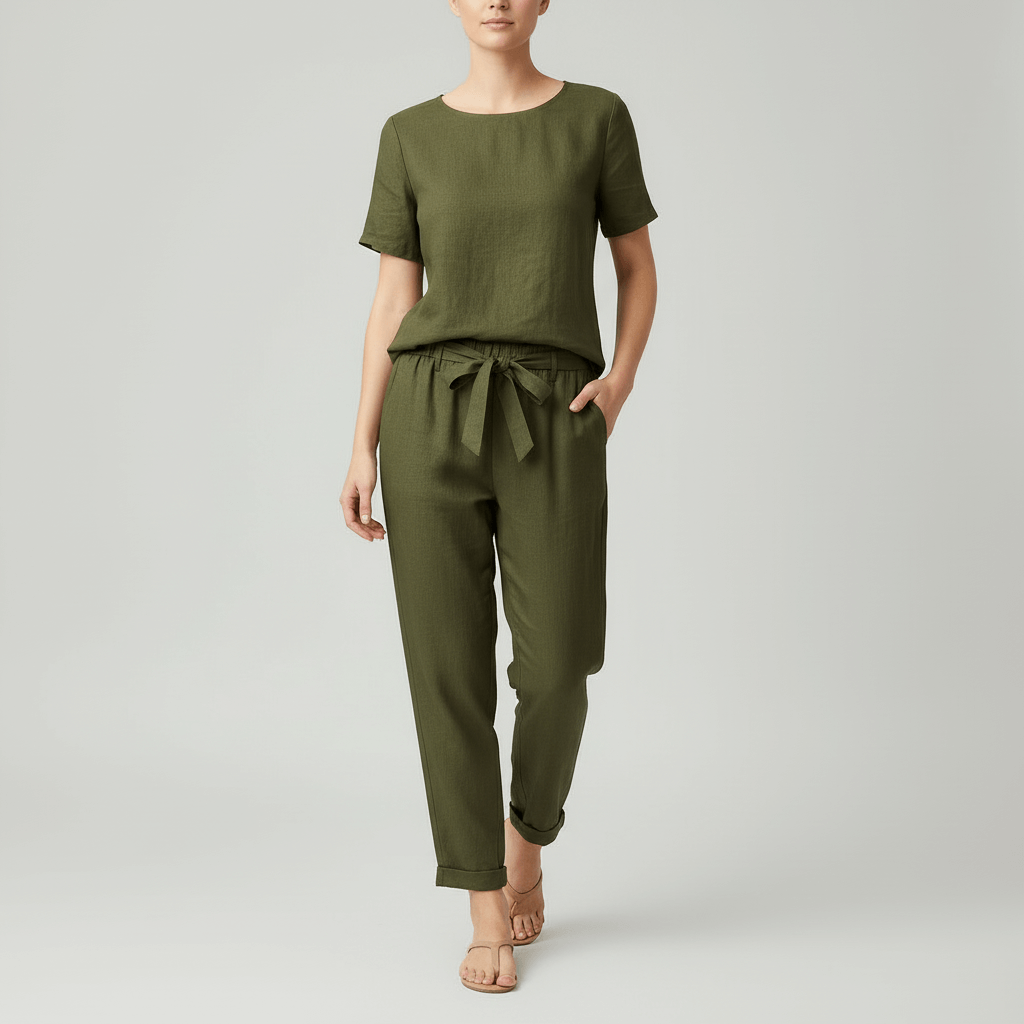 Tanzanix | Breathable linen two-piece set-Apparel & Accessories > Clothing > Outfit Sets-Green-XS-Tanzanix