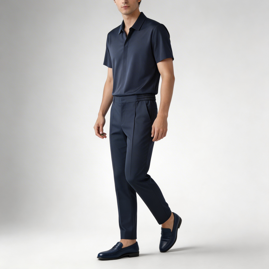 Tanzanix | Breathable polo and pants two-piece set-Apparel & Accessories > Clothing > Outfit Sets-Blue-M-Tanzanix