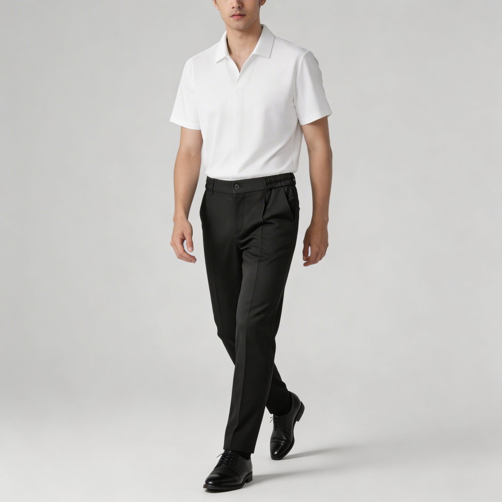 Tanzanix | Breathable polo and pants two-piece set-Apparel & Accessories > Clothing > Outfit Sets-White-M-Tanzanix