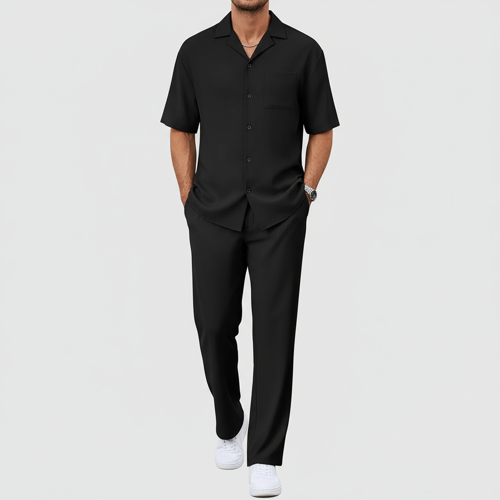 Tanzanix | Breathable polyester two-piece set-Apparel & Accessories > Clothing > Outfit Sets-Black-S-Tanzanix
