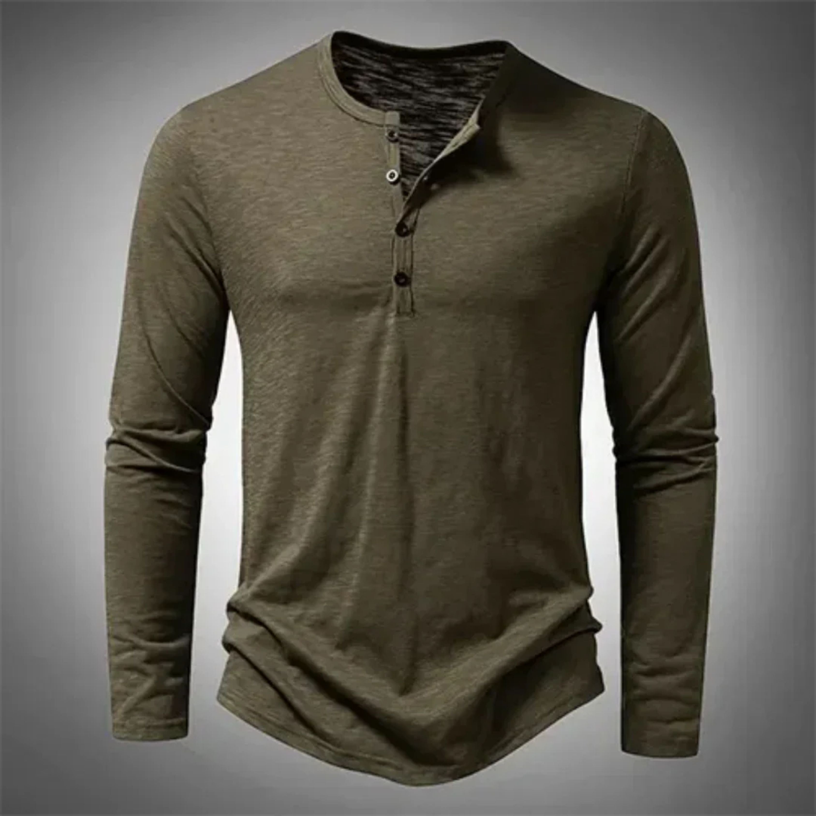 Tanzanix | Classic Henley long sleeve shirt-Apparel & Accessories > Clothing > Clothing Tops > Shirts-Green-S-Tanzanix