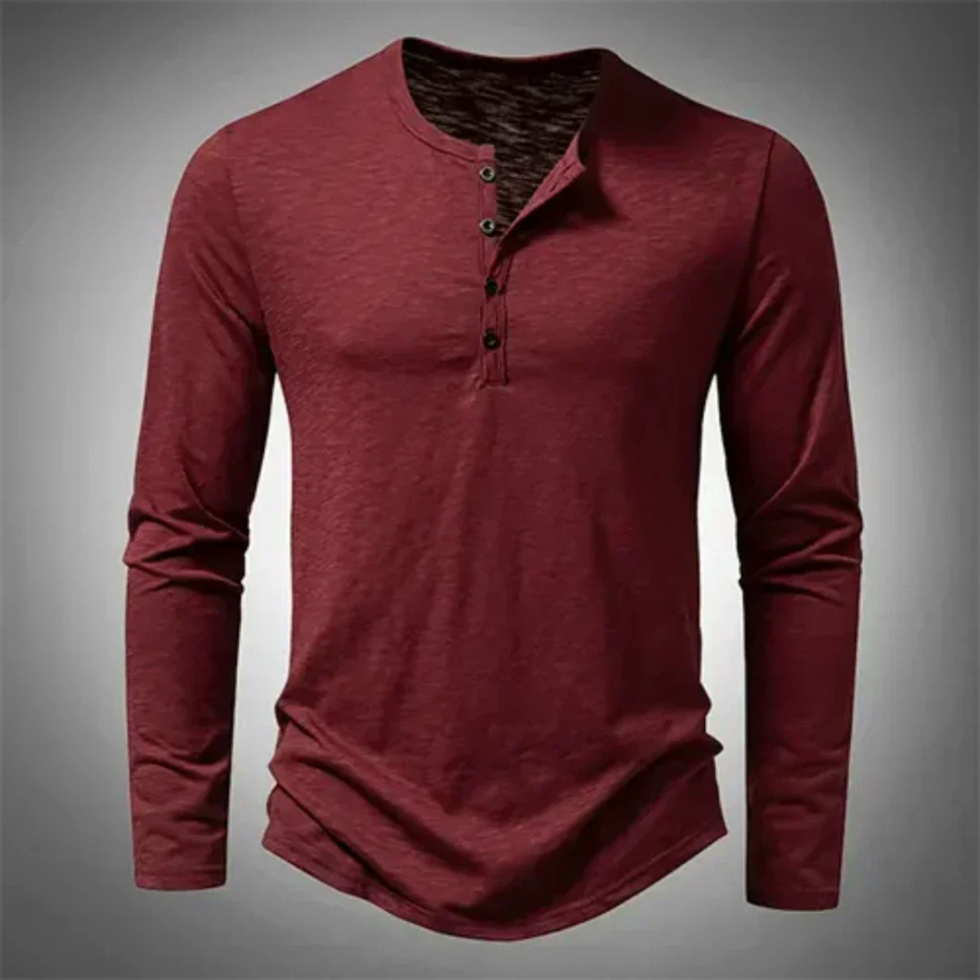 Tanzanix | Classic Henley long sleeve shirt-Apparel & Accessories > Clothing > Clothing Tops > Shirts-Red-S-Tanzanix