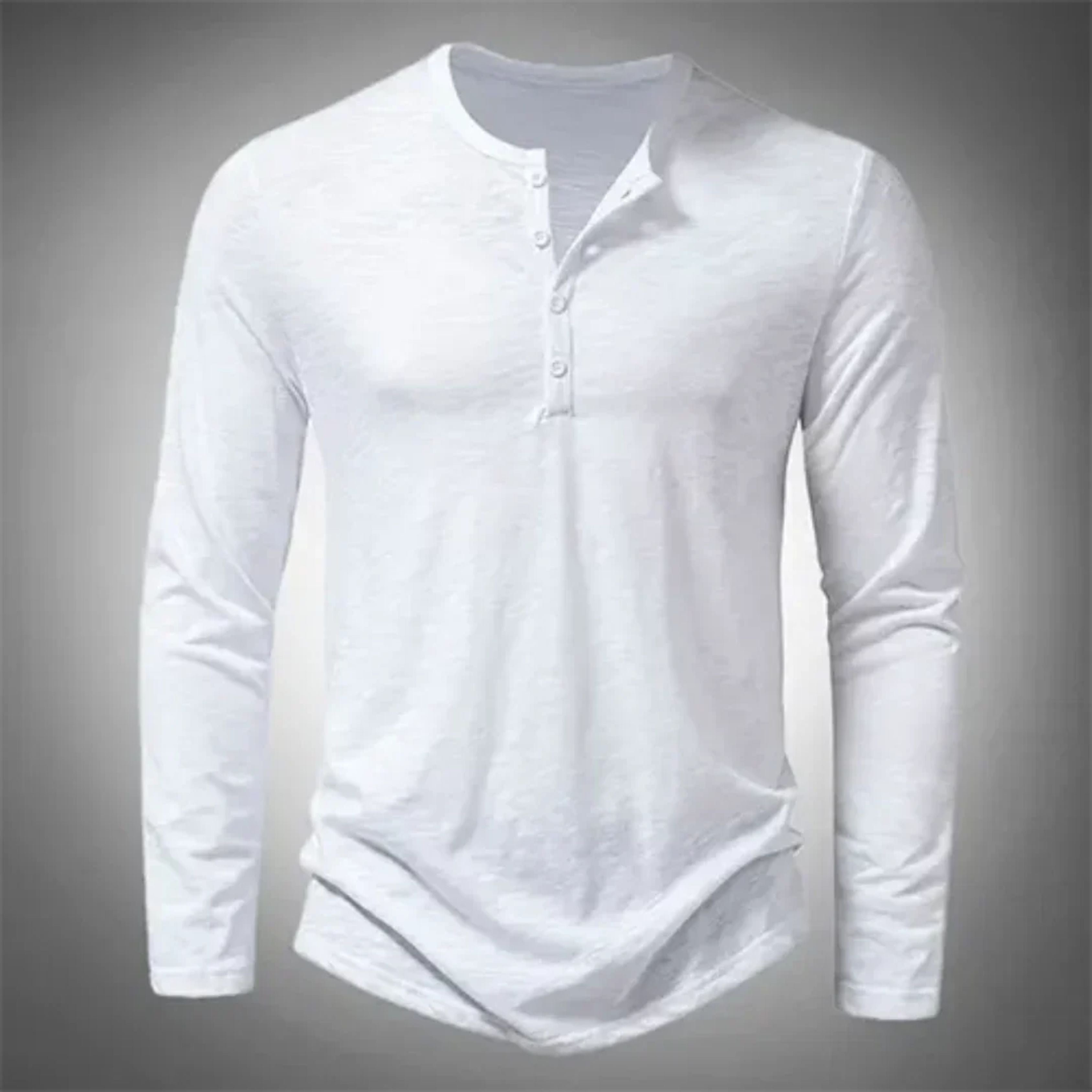 Tanzanix | Classic Henley long sleeve shirt-Apparel & Accessories > Clothing > Clothing Tops > Shirts-White-S-Tanzanix