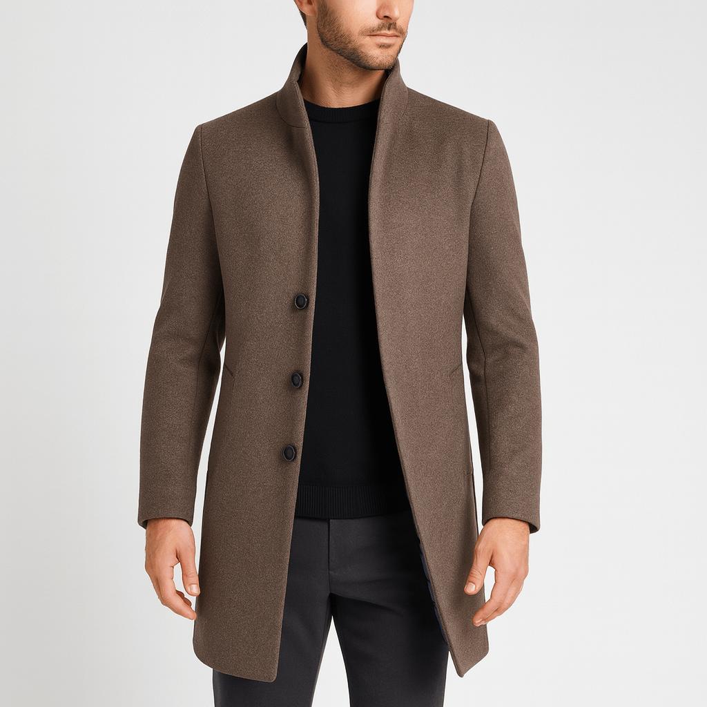 Tanzanix | Classic and versatile woolen coat-Apparel & Accessories > Clothing > Outerwear > Coats & Jackets > Overcoats-Khaki-XS-Tanzanix