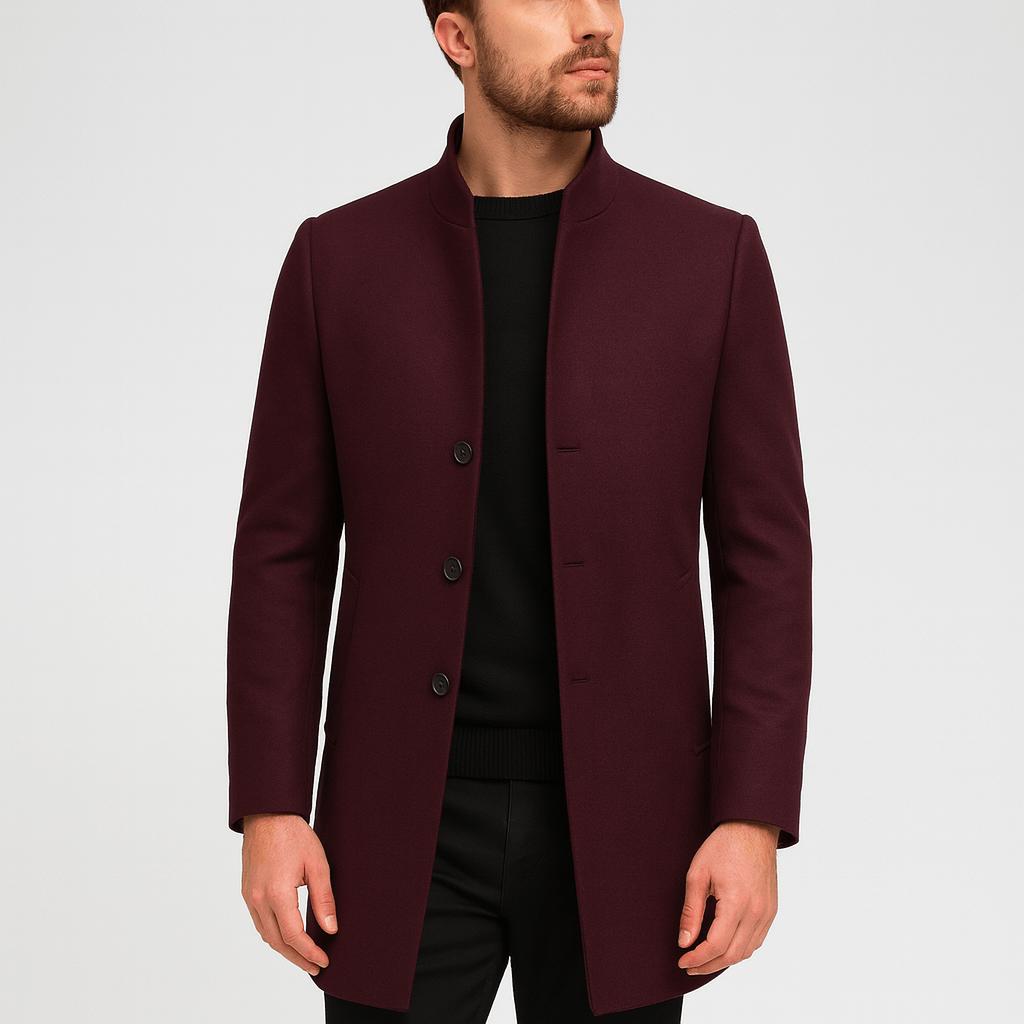 Tanzanix | Classic and versatile woolen coat-Apparel & Accessories > Clothing > Outerwear > Coats & Jackets > Overcoats-Wine Red-XS-Tanzanix