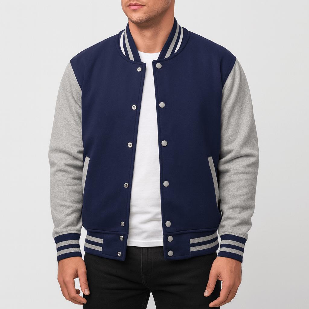 Tanzanix | Classic bomber jacket with contrast details-Apparel & Accessories > Clothing > Outerwear > Coats & Jackets > Bomber Jackets-Navy-S-Tanzanix