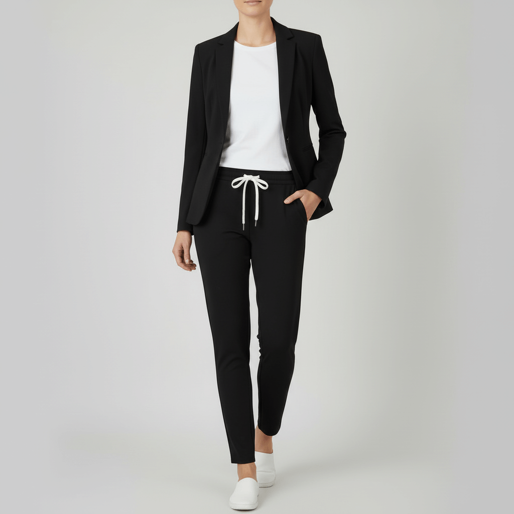 Tanzanix | Classic collar jacket and jogger two-piece set-Apparel & Accessories > Clothing > Outfit Sets-Black-S-Tanzanix