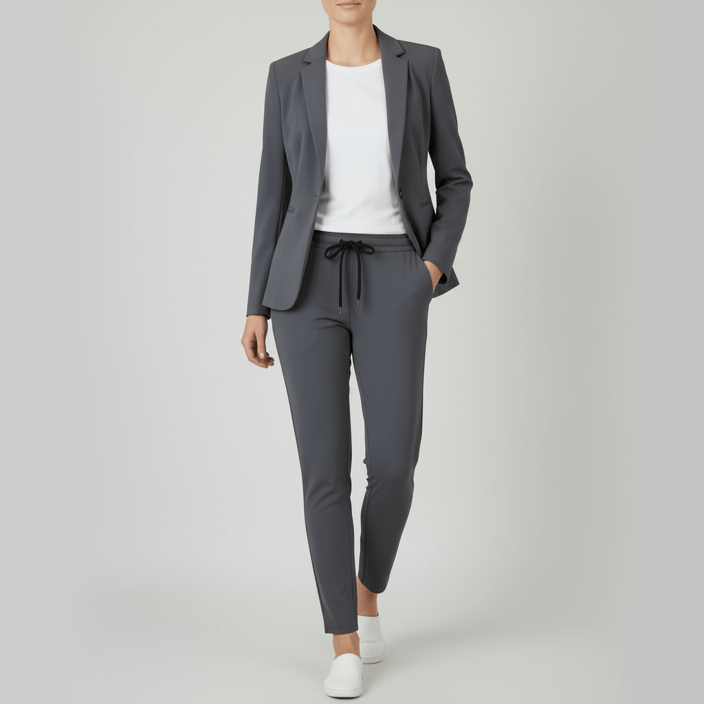 Tanzanix | Classic collar jacket and jogger two-piece set-Apparel & Accessories > Clothing > Outfit Sets-Gray-S-Tanzanix