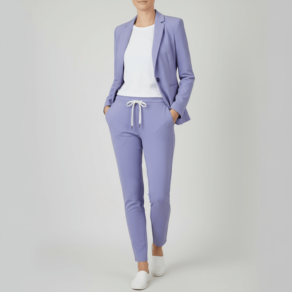 Tanzanix | Classic collar jacket and jogger two-piece set-Apparel & Accessories > Clothing > Outfit Sets-Purple-S-Tanzanix