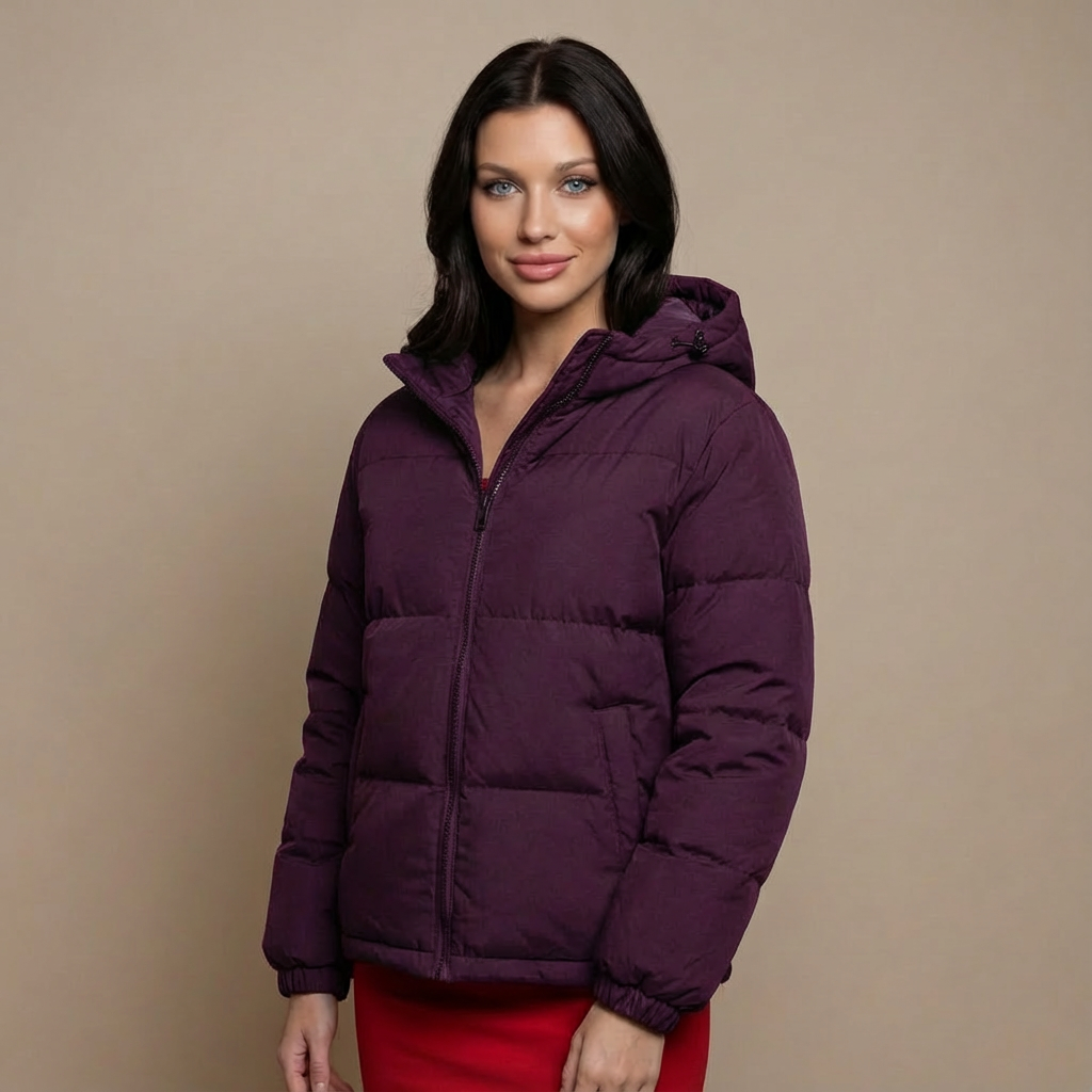 Tanzanix | Comfortable Puffer Jacket with Hood-Apparel & Accessories > Clothing > Outerwear > Coats & Jackets > Puffer Jackets-Purple-S-Tanzanix