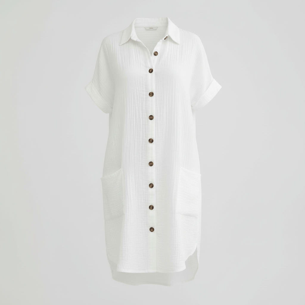 Tanzanix | Comfortable sundress with pockets and collar-Apparel & Accessories > Clothing > Dresses-Tanzanix