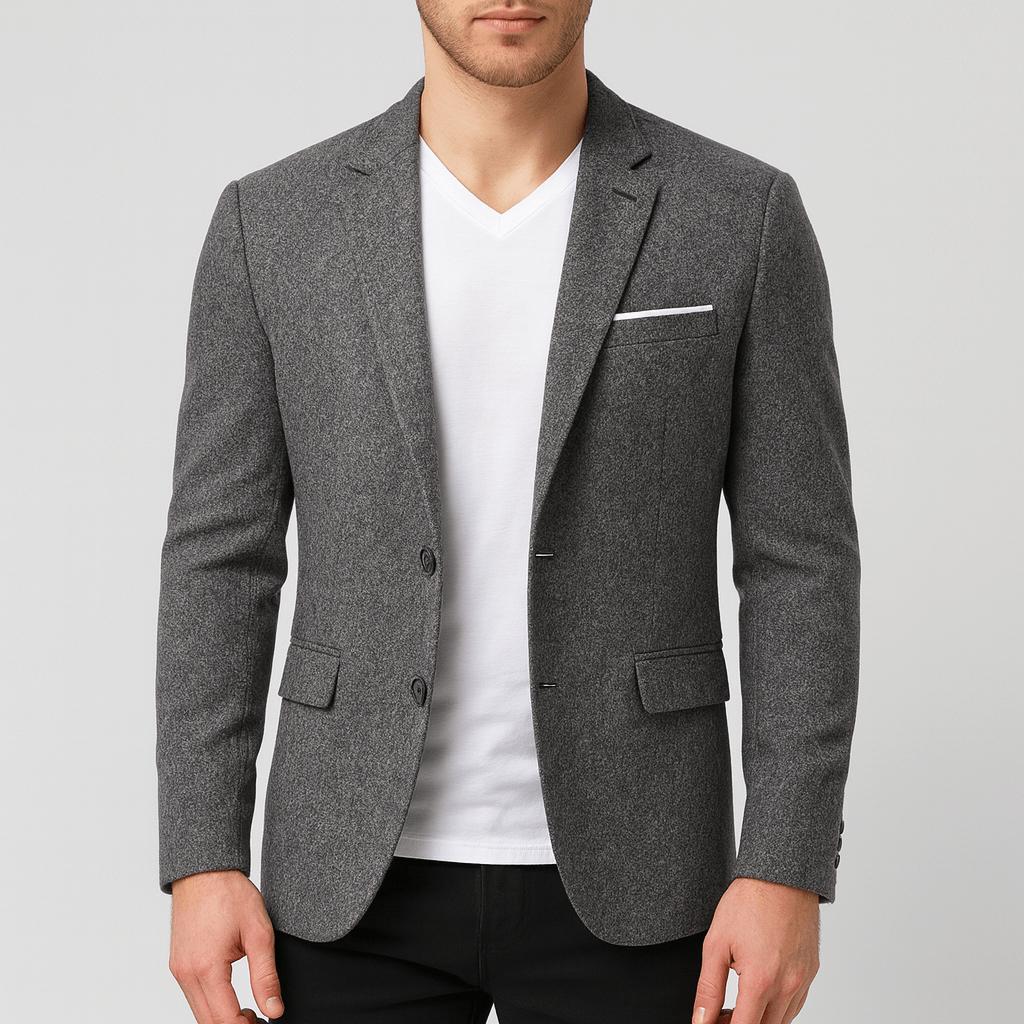 Tanzanix | Cotton blend slim fit blazer-Apparel & Accessories > Clothing > Outerwear > Coats & Jackets > Sport Jackets-Gray-S-Tanzanix