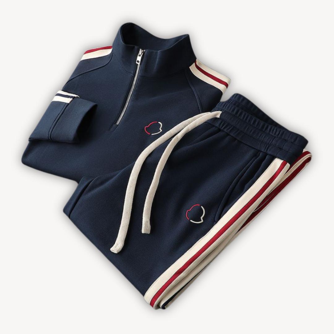 Tanzanix | Cotton blend tracksuit with half-zip top-Apparel & Accessories > Clothing > Outfit Sets-Tanzanix