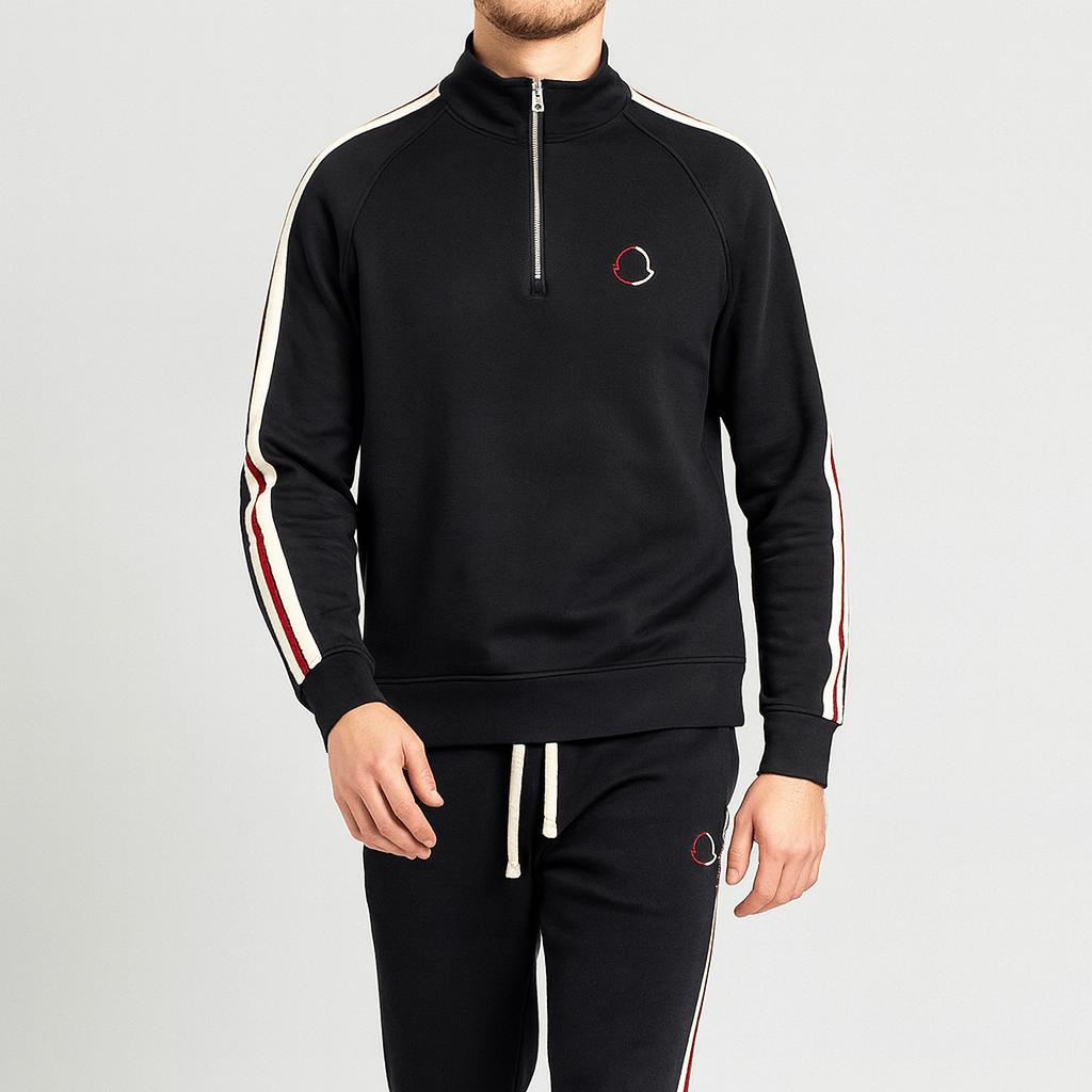 Tanzanix | Cotton blend tracksuit with half-zip top-Apparel & Accessories > Clothing > Outfit Sets-Black-S-Tanzanix