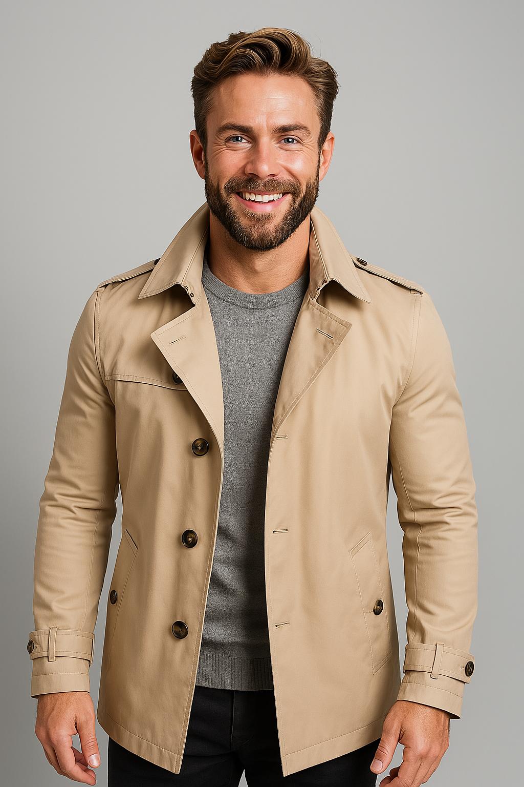Tanzanix | Cotton blend trench coat-Apparel & Accessories > Clothing > Outerwear > Coats & Jackets > Trench Coats-Beige-M-Tanzanix