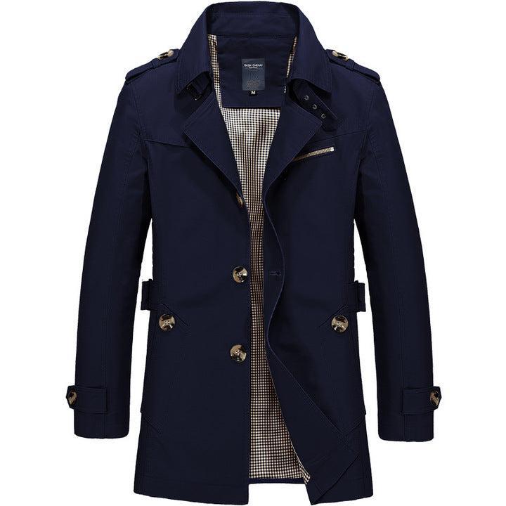 Tanzanix | Cotton blend trench coat-Apparel & Accessories > Clothing > Outerwear > Coats & Jackets > Trench Coats-Dark Blue-M-Tanzanix