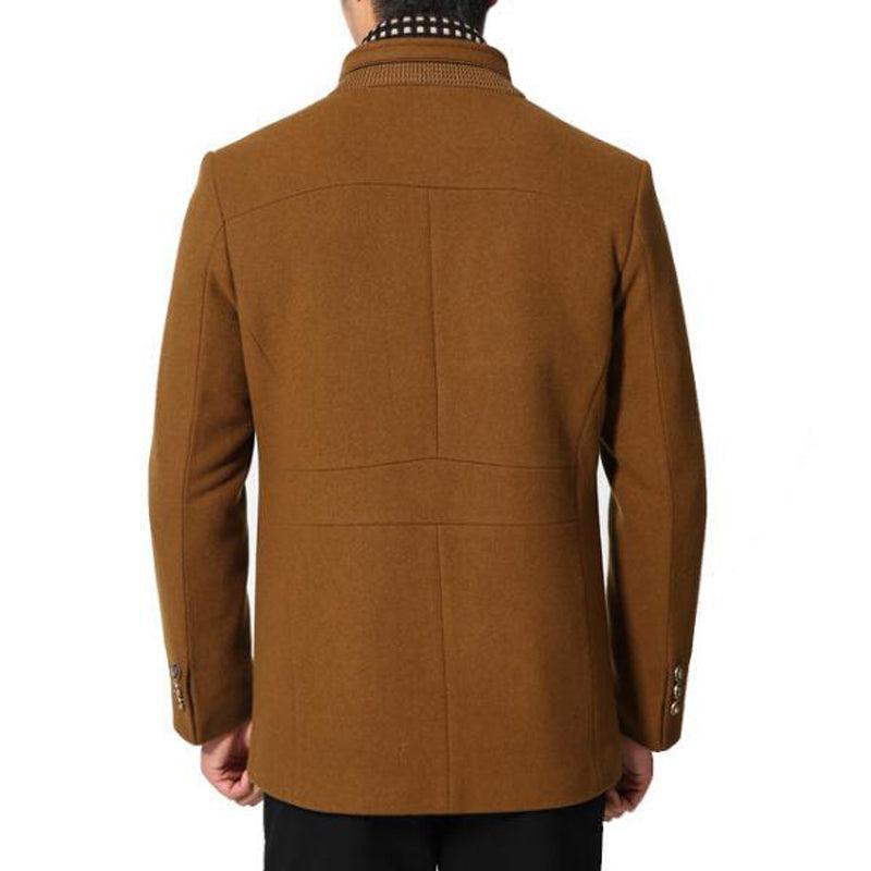 Tanzanix | Detachable scarf woolen coat with tailored fit-Apparel & Accessories > Clothing > Outerwear > Coats & Jackets > Overcoats-Tanzanix