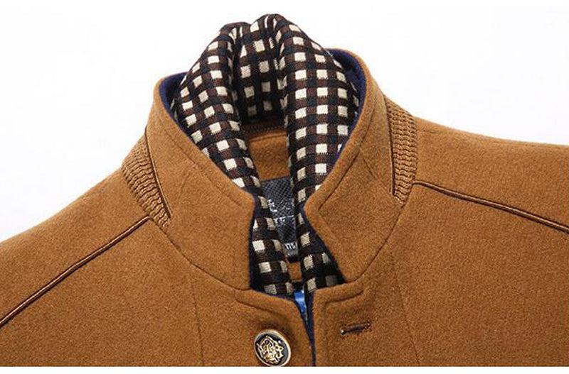Tanzanix | Detachable scarf woolen coat with tailored fit-Apparel & Accessories > Clothing > Outerwear > Coats & Jackets > Overcoats-Tanzanix