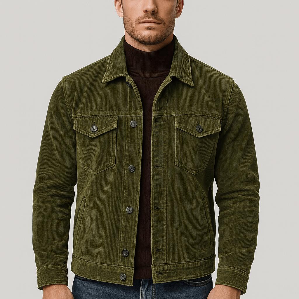 Tanzanix | Durable corduroy denim work jacket-Apparel & Accessories > Clothing > Outerwear > Coats & Jackets-Army Green-S-Tanzanix