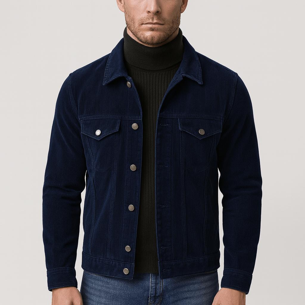Tanzanix | Durable corduroy denim work jacket-Apparel & Accessories > Clothing > Outerwear > Coats & Jackets-Blue-S-Tanzanix