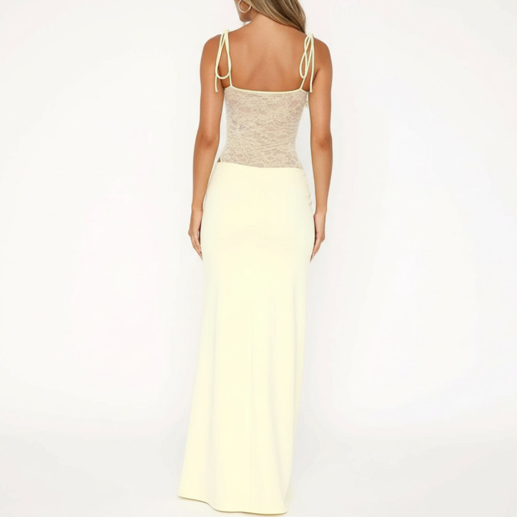 Tanzanix | Elegant maxi dress with lace detail-Apparel & Accessories > Clothing > Dresses-Tanzanix