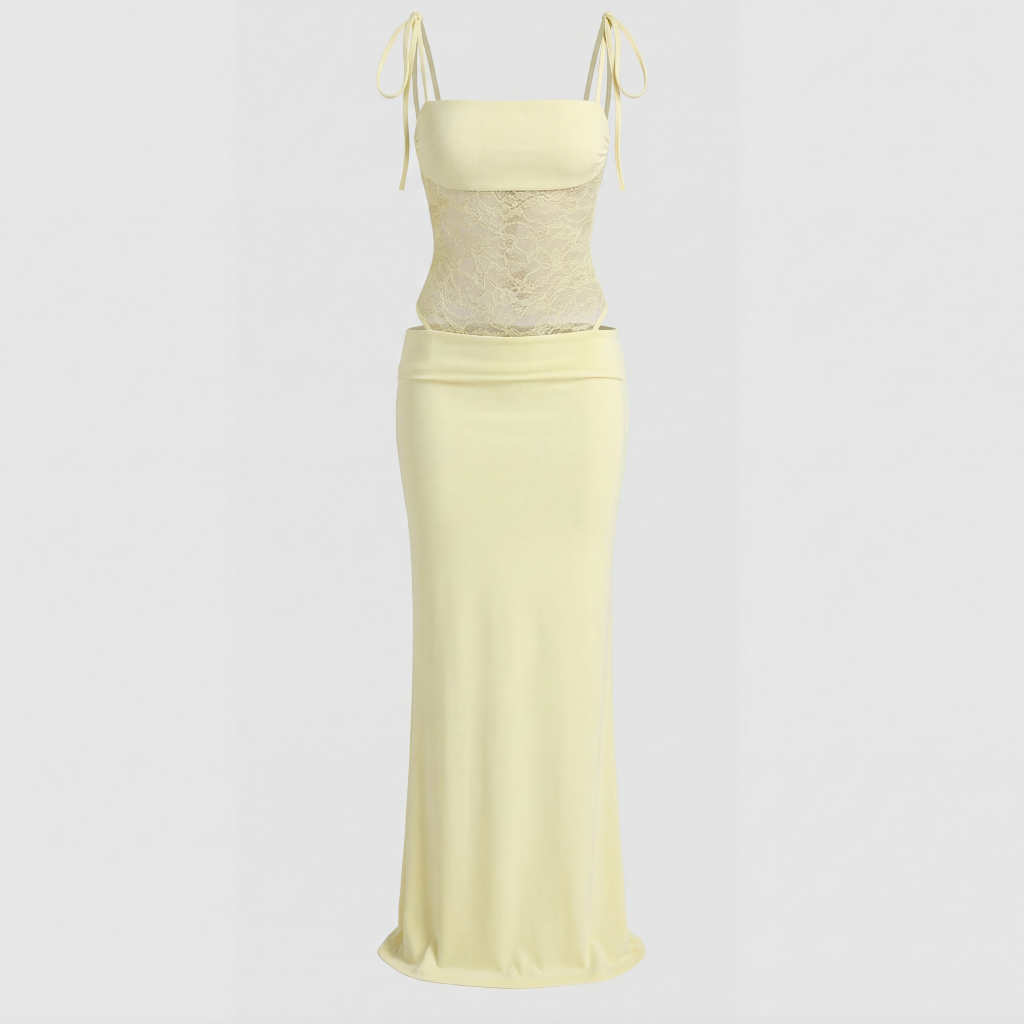 Tanzanix | Elegant maxi dress with lace detail-Apparel & Accessories > Clothing > Dresses-Tanzanix