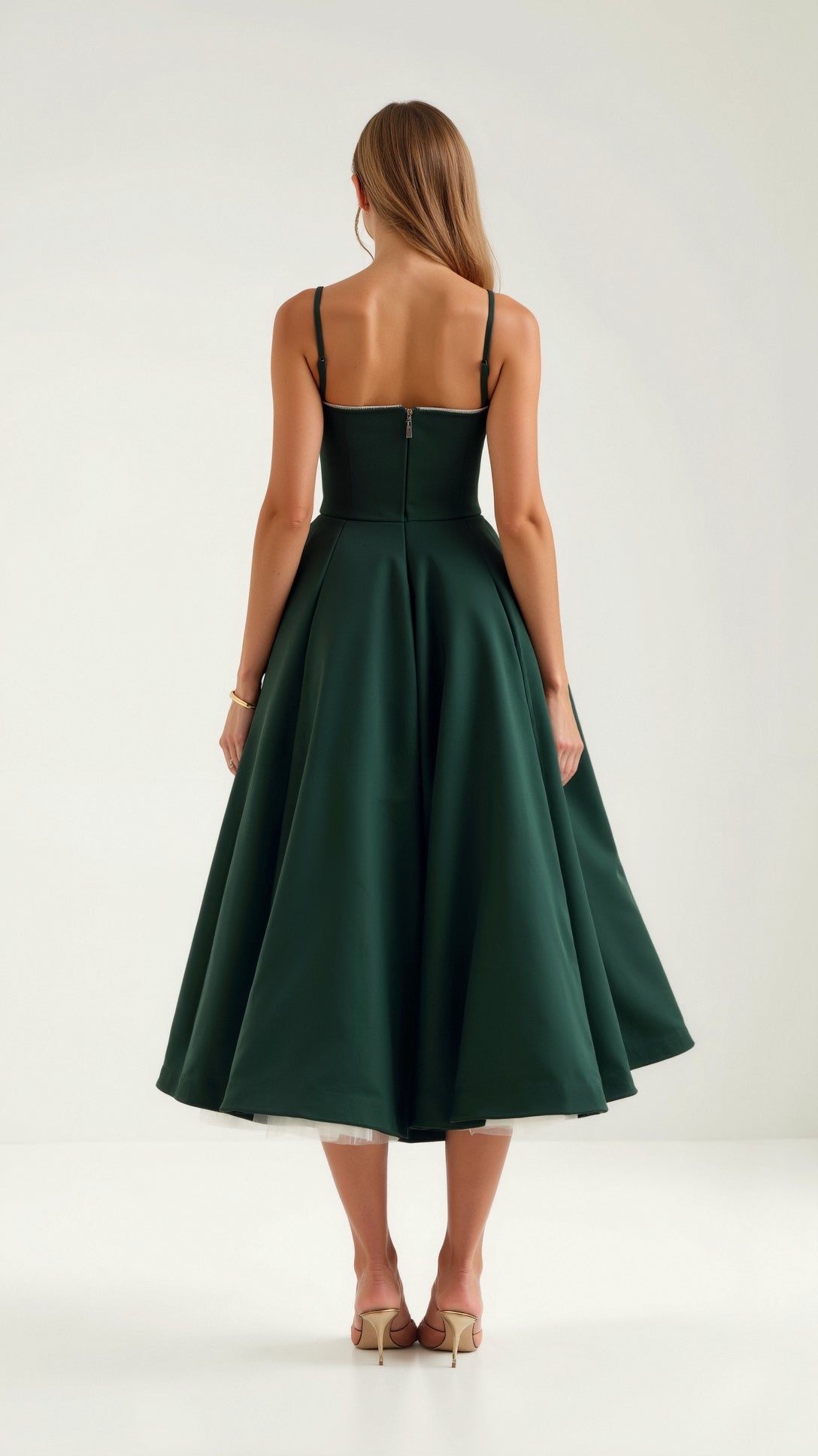 Tanzanix | Elegant multi-layered tulle midi dress-Apparel & Accessories > Clothing > Dresses-Tanzanix