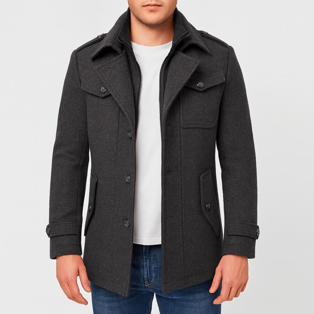 Tanzanix | Elegant winter woolen coat-Apparel & Accessories > Clothing > Outerwear > Coats & Jackets > Overcoats-Gray-XS-Tanzanix
